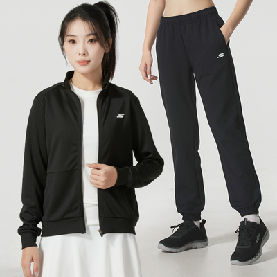斯凯奇女装运动套装2025新款运动服立领夹克外套长裤女士两件套