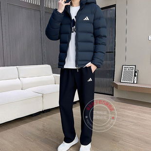羽绒服外套棉羽夹克直筒长裤 2025新款 两件套 运动套装 阿迪达斯男装