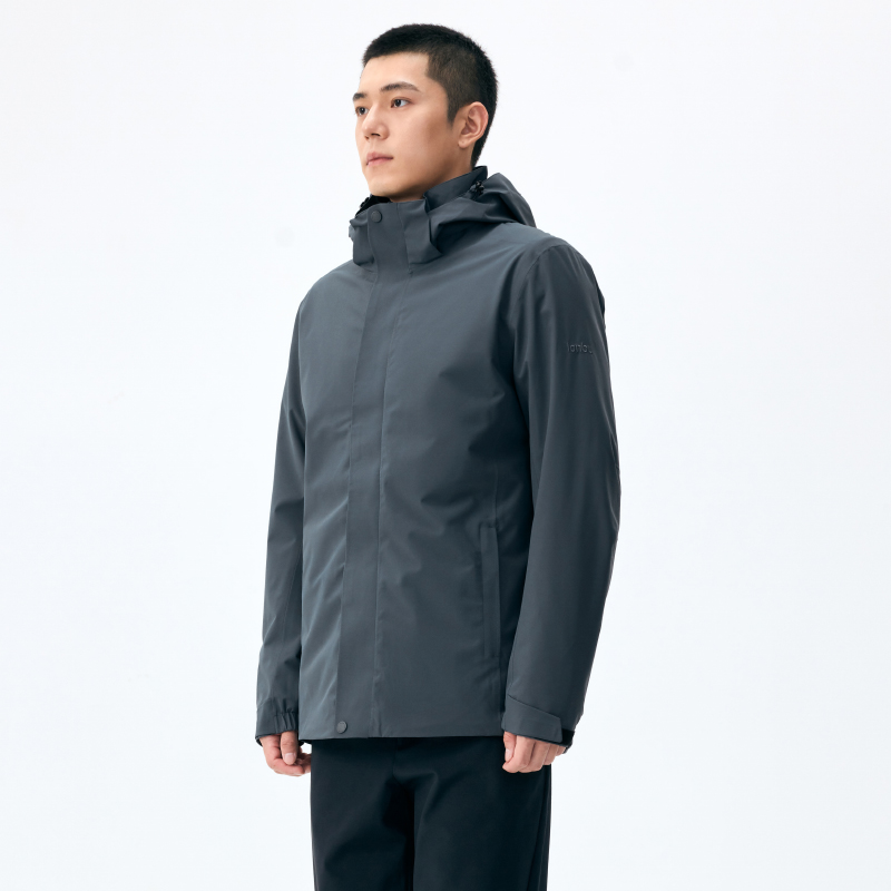 LANBU蓝步冲锋衣男秋季新款连帽运动服摇粒绒内胆夹克保暖两件套