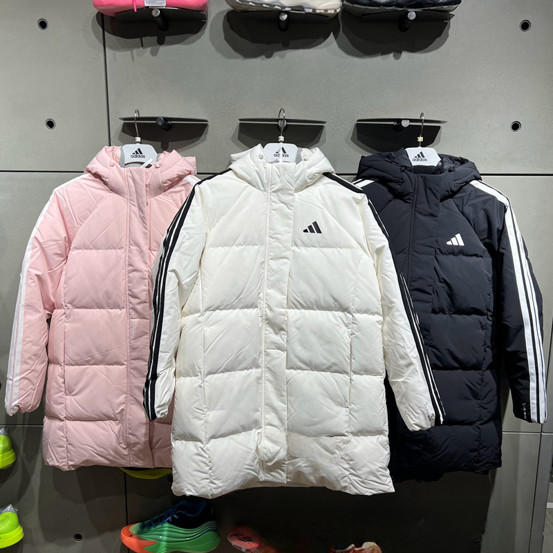 阿迪达斯中长款羽绒服女装冬季新款休闲保暖运动服防风外套上衣潮