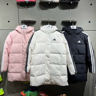 阿迪达斯中长款羽绒服女装冬季新款休闲保暖运动服防风外套上衣潮