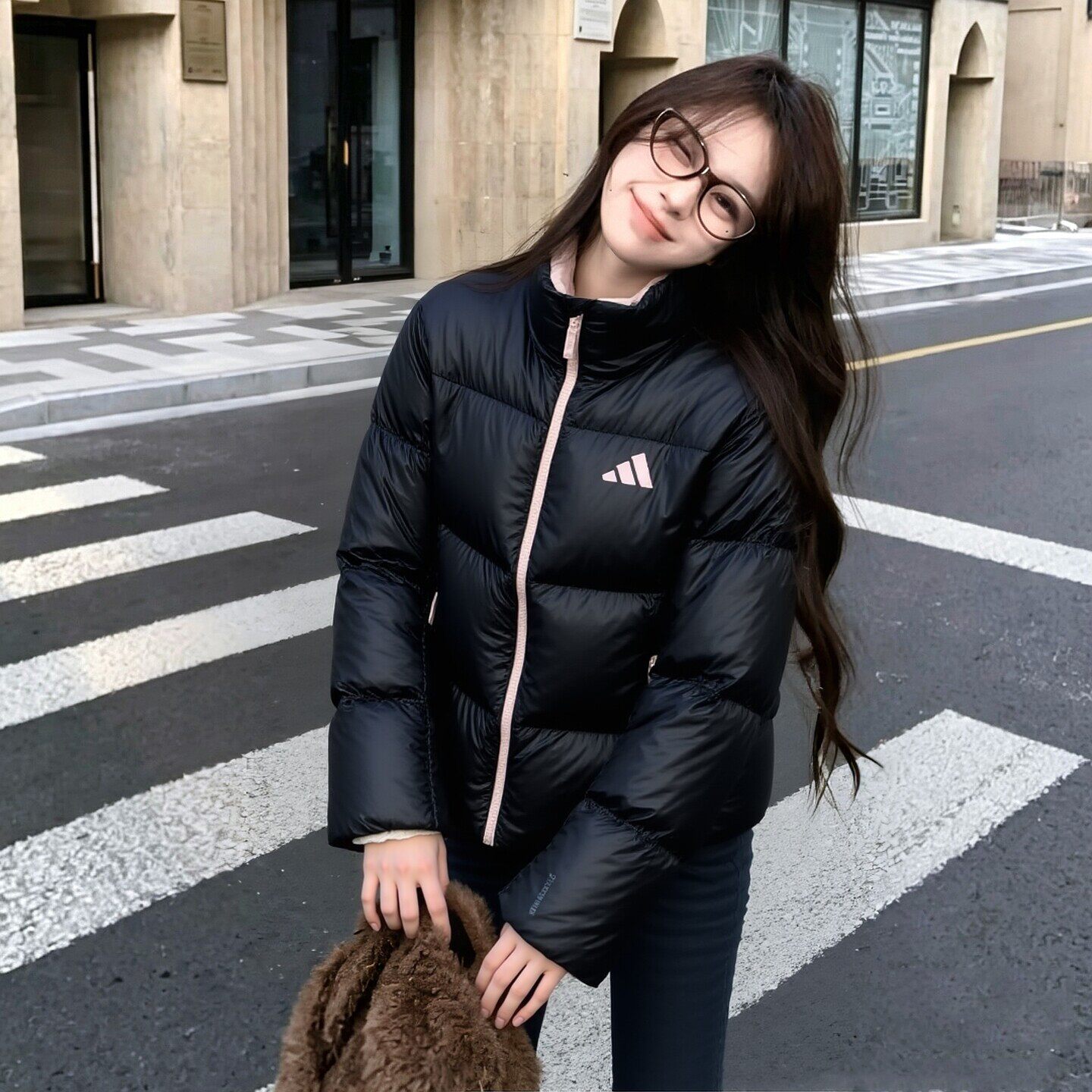 幸运叶子丨阿迪达斯女装秋冬短款保暖羽绒服运动厚外套棉服KQ5506