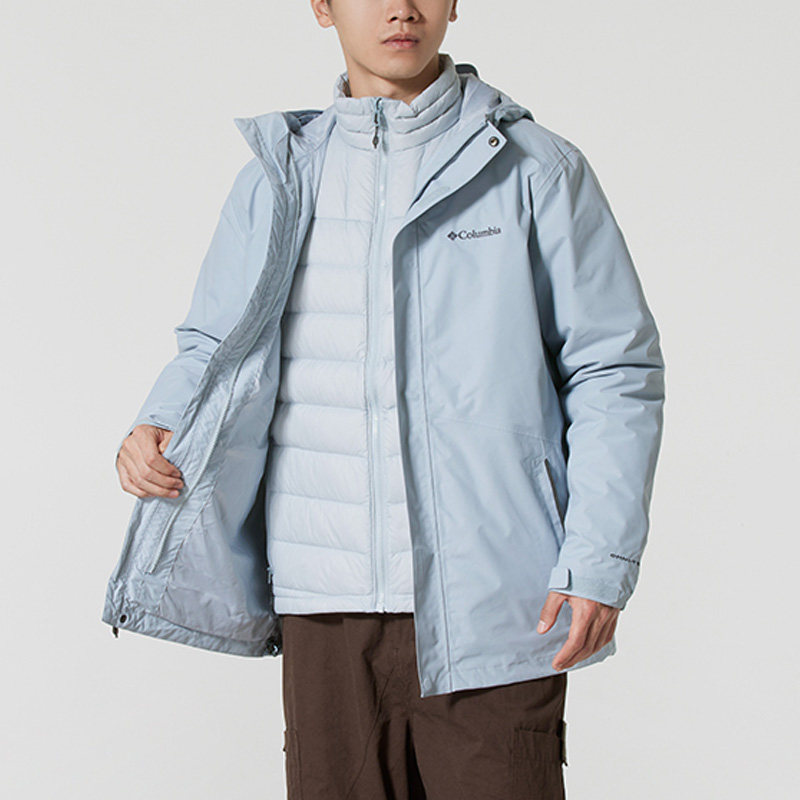 哥伦比亚男装银点700蓬鸭绒夹克户外防风三合一防水冲锋衣XE5418