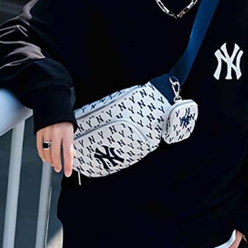 MLB腰包男女包运动包2025新款单肩包复古老花胸包斜挎包3AH