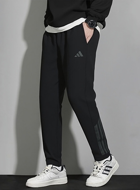 阿迪达斯加绒裤子男2025新款运动休闲直筒收口加厚保暖长裤KA1301