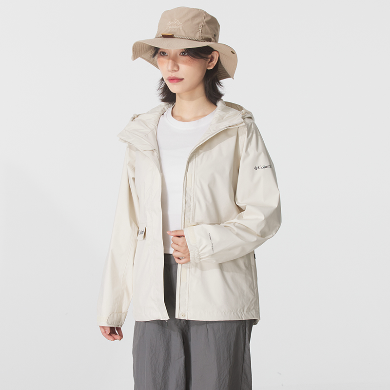 哥伦比亚连帽冲锋衣女2025新款户外防风运动服休闲宽松徒步夹克潮