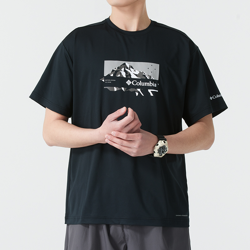 Columbia哥伦比亚速干短袖男装 2025夏季新款户外运动服圆领T恤