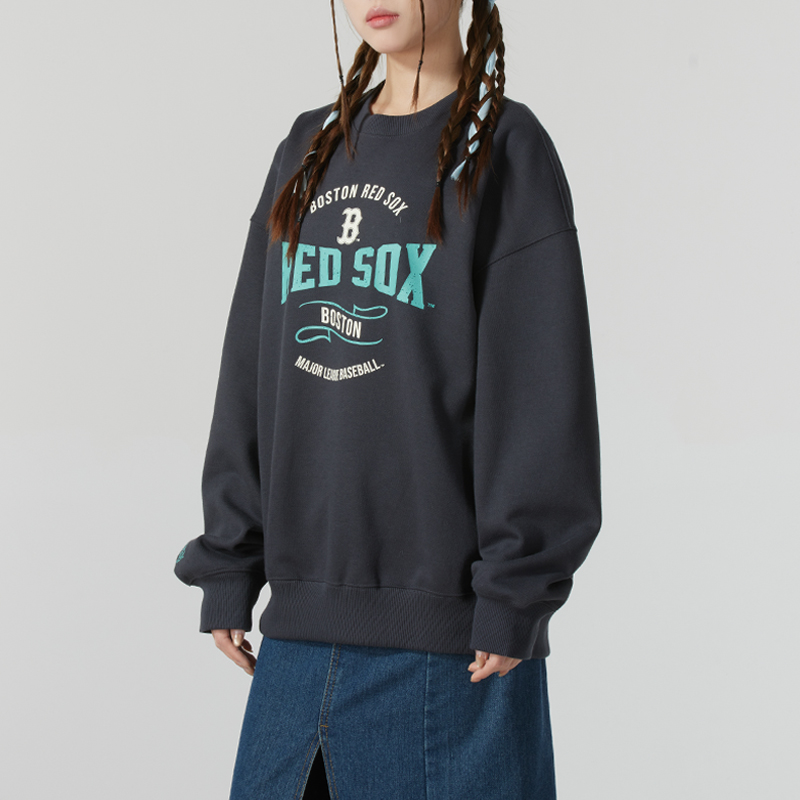 MLB官方 圆领卫衣男装女装秋季新款学院风运动服宽松套头衫上衣潮