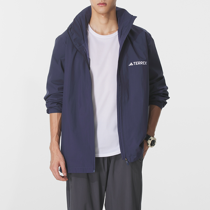 阿迪达斯外套男2025夏季新款运动服健身训练休闲上衣梭织连帽夹克