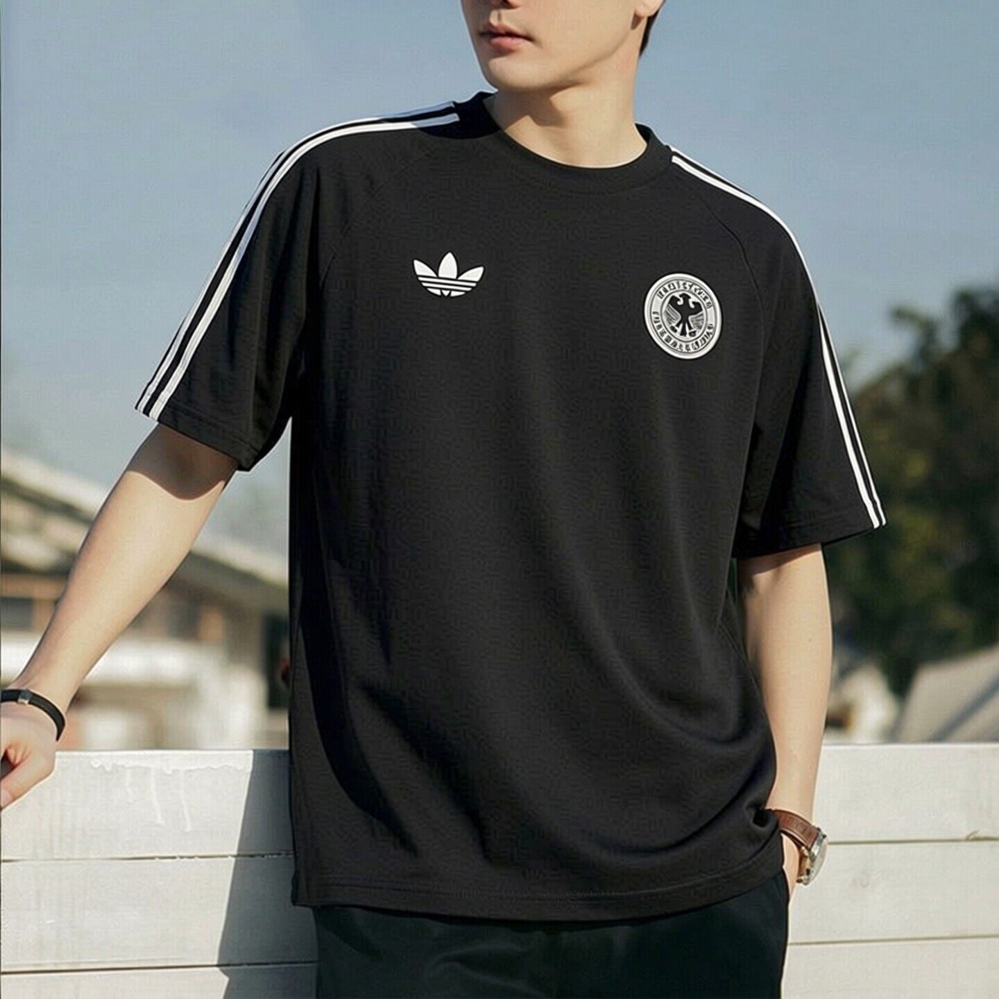 阿迪达斯三叶草男装 2026新款运动服足球短袖t恤潮流训练透气球