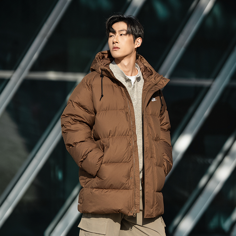 耐克中长款羽绒服650蓬男子拒水保暖夹克连帽运动外套IB2974-235