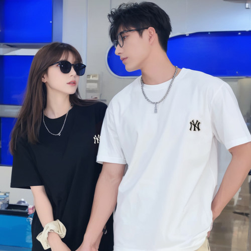 幸运叶子丨MLB柳智敏KARINA同款黑色短袖男女装夏季新款宽松半袖