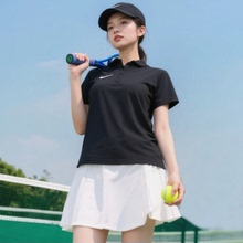 Nike耐克女士官方正品翻领短袖新款POLO衫女款黑色运动休闲T恤女