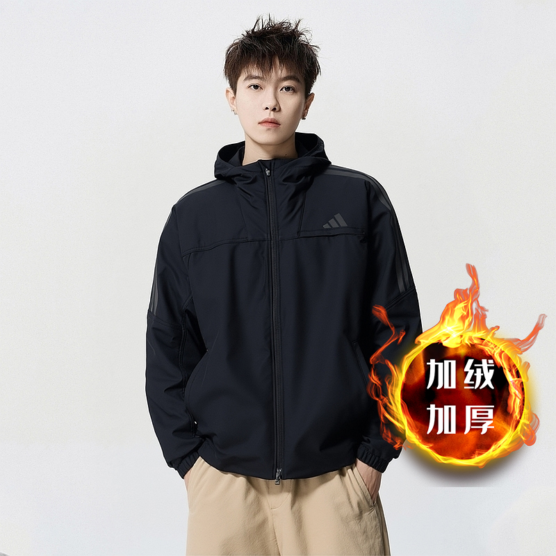 阿迪达斯加绒夹克男装秋冬新款保暖防风运动服梭织休闲外套KA1306
