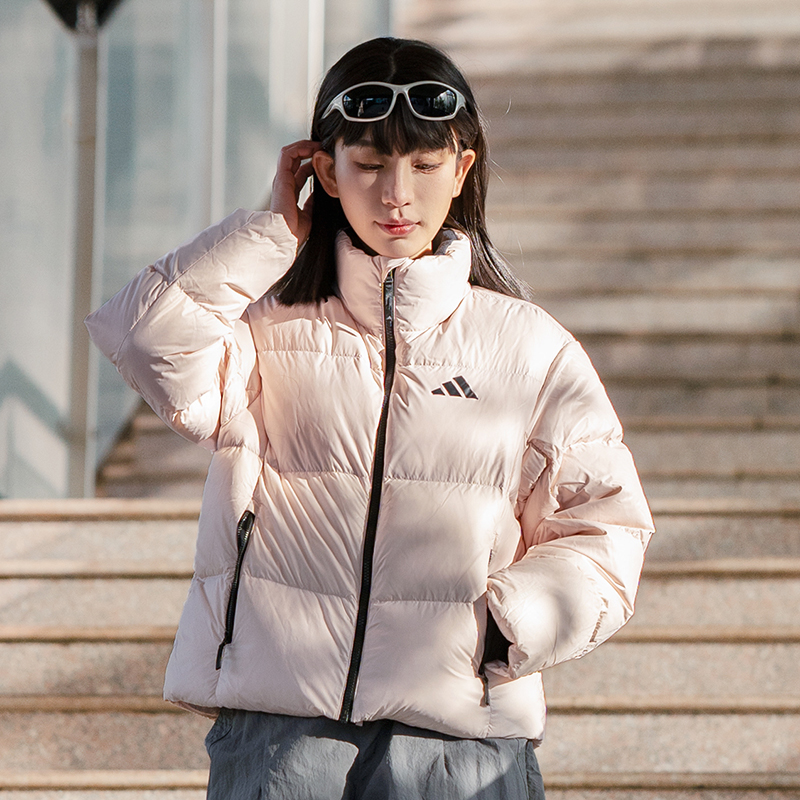 阿迪达斯女装冬季保暖短款羽绒服2025新款户外运动服厚外套KQ5507