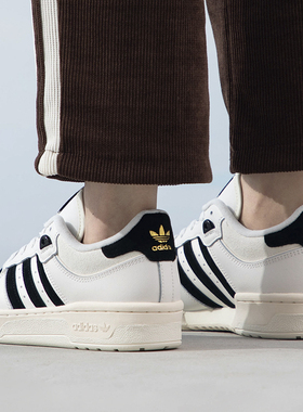 阿迪达斯三叶草男鞋女鞋冬季新款RIVALRY金标板鞋黑白复古休闲鞋