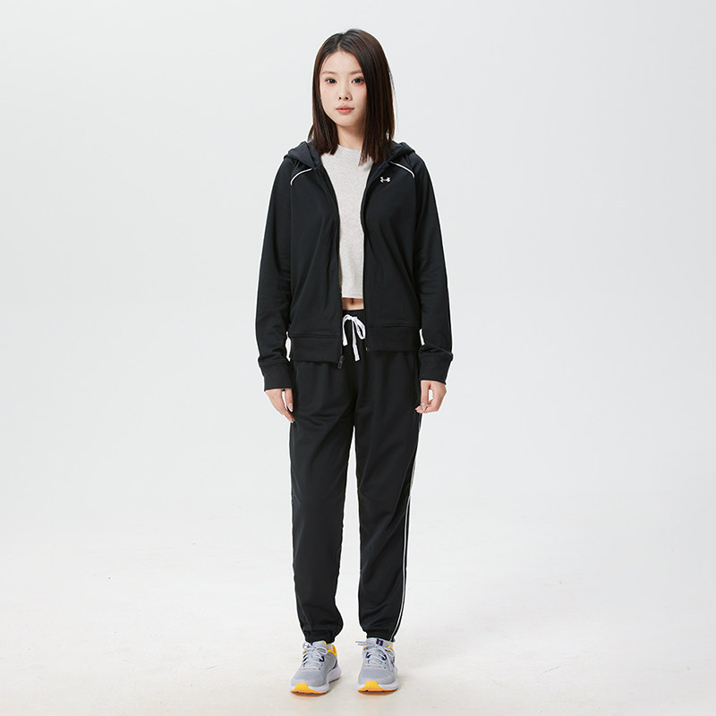 UA安德玛女装Rival Tricot运动服连帽夹克外套长裤休闲套装两件套,运动服/休闲服装,运动套装,淘宝优惠券,粉丝福利购,淘宝优惠卷