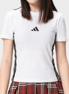 adidas阿迪达斯女装W 3S SJ BABY T运动服白色休闲短袖T恤JE1239
