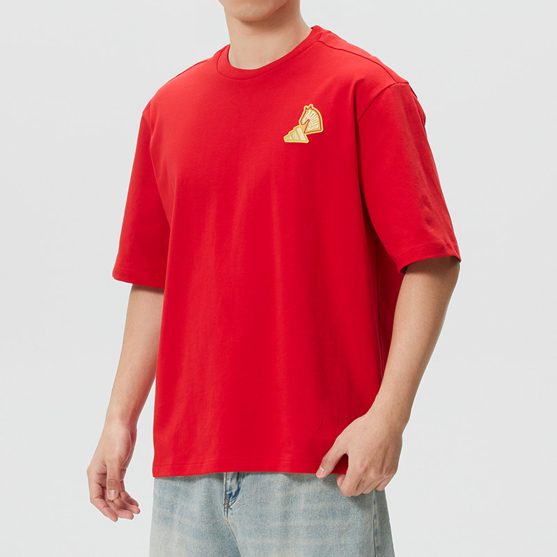 阿迪达斯红色宽松短袖男装女装新年款休闲半袖圆领T恤运动服上衣,运动服/休闲服装,运动T恤,淘宝优惠券,粉丝福利购,淘宝优惠卷