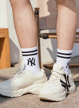 MLB官方 男女情侣复古厚底老爹鞋经典简约显高小白鞋春冬SHC10