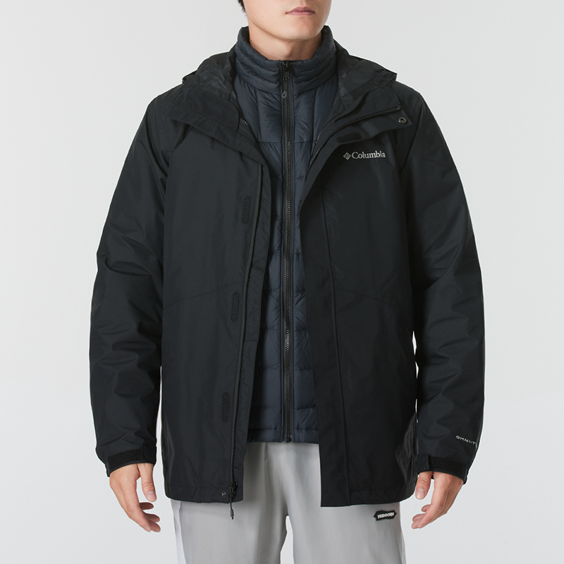 蒋奇明同款哥伦比亚700蓬鸭绒三合一冲锋衣男装户外保暖夹克外套