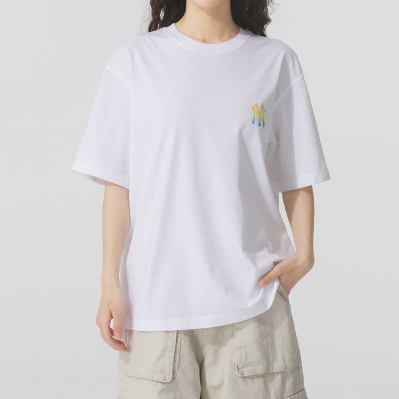 MLB官方 白色短袖男装女装2025新款休闲圆领半袖透气T恤运动服潮