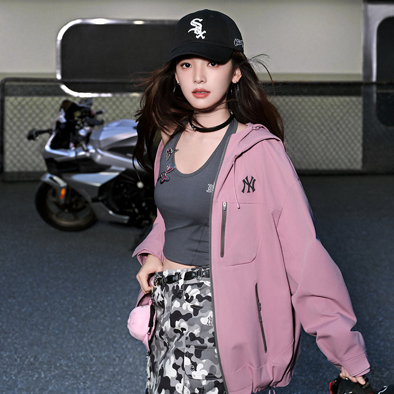 MLB官方 连帽外套男装女装春季新款章若楠同款休闲夹克时尚运动服