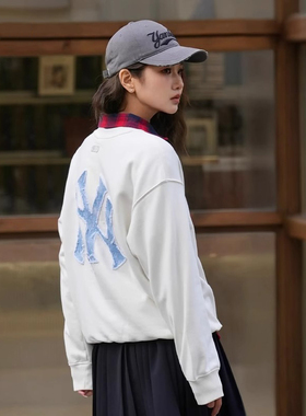 MLB官方男女情侣复古老花大logo时尚长袖圆领卫衣25冬季新款MTM08