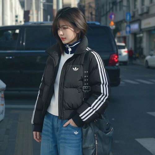 幸运叶子丨阿迪达斯短款棉服女装秋冬新款保暖立领棉衣外套KT4231