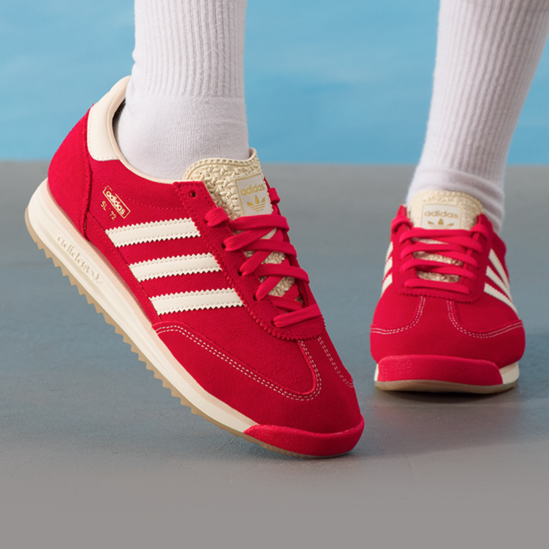 阿迪达斯三叶草轻便休闲鞋男女鞋红色德训鞋SL 72运动鞋复古T头鞋