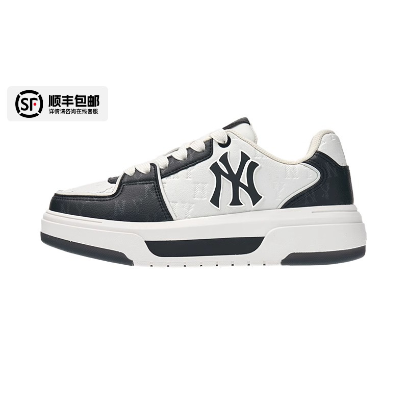 MLB低帮印刻老花鞋子厚底板鞋男鞋女鞋2025冬季新款休闲鞋运动鞋