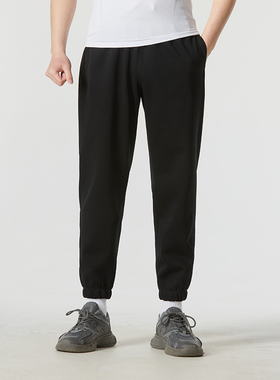 Lanbu蓝步黑色长裤男裤女裤夏季新款针织透气运动裤束脚裤休闲裤