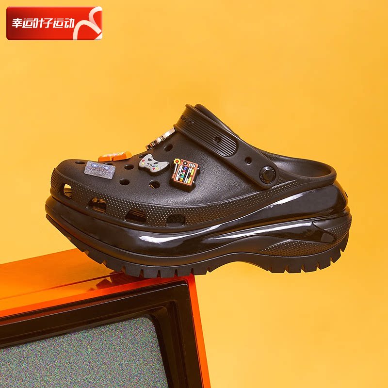 Crocs卡骆驰光轮洞洞鞋女鞋夏季新款黑色休闲沙滩鞋户外运动凉鞋