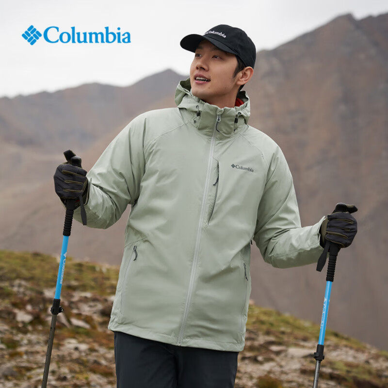 Columbia哥伦比亚冲锋衣男装户外羽绒内胆三合一外套防风休闲夹克