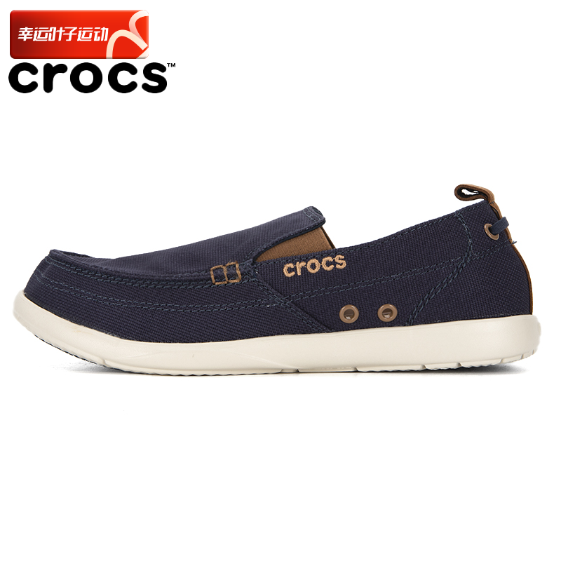 crocs卡骆驰沃尔卢帆布鞋男鞋新款帆布鞋一脚穿平底鞋透气乐福鞋