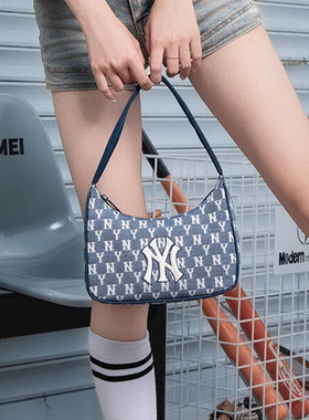 MLB官方腋下包女挎包秋季新款潮流情侣款复古老花休闲拎包单肩包