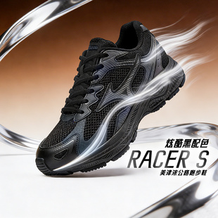MIZUNO美津浓男鞋跑步鞋春季新款黑武士运动鞋网面跑鞋RACER S