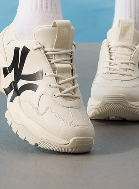 MLB老爹鞋男女冬季新款纽约洋基小白鞋厚底运动鞋休闲鞋3ASHC104N