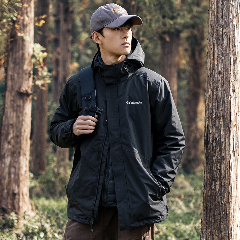 哥伦比亚羽绒三合一冲锋衣男装2025冬季新款保暖防风外套户外夹克