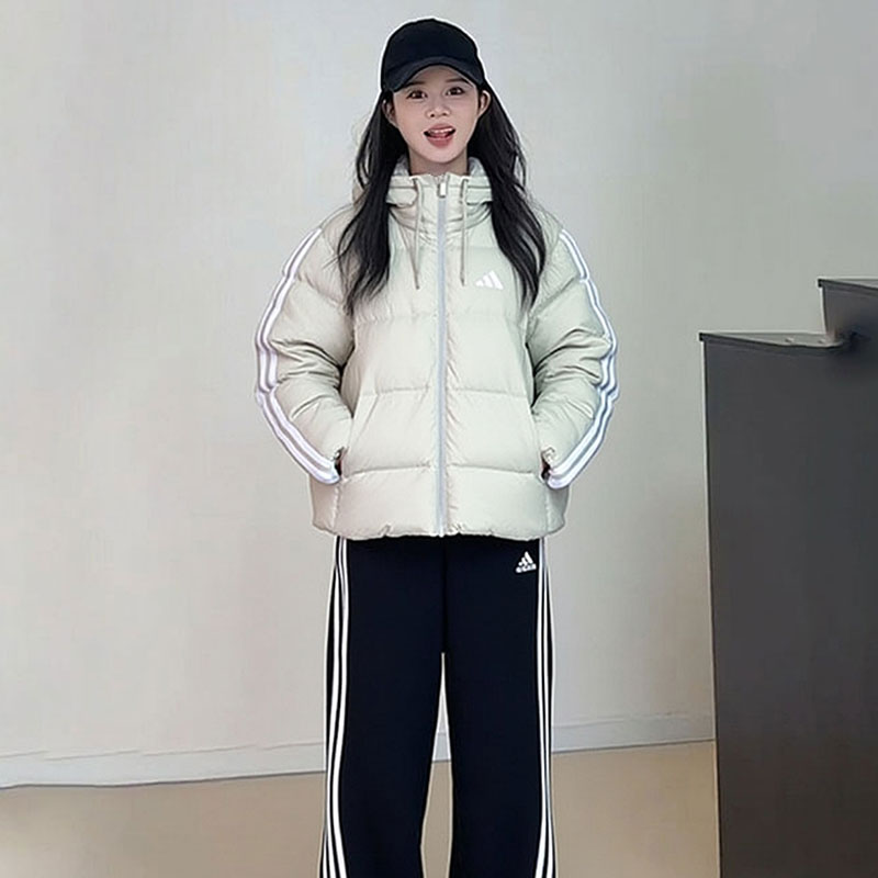 阿迪达斯运动套装女装秋冬新款防风羽绒服棉羽夹克裤子长裤两件套