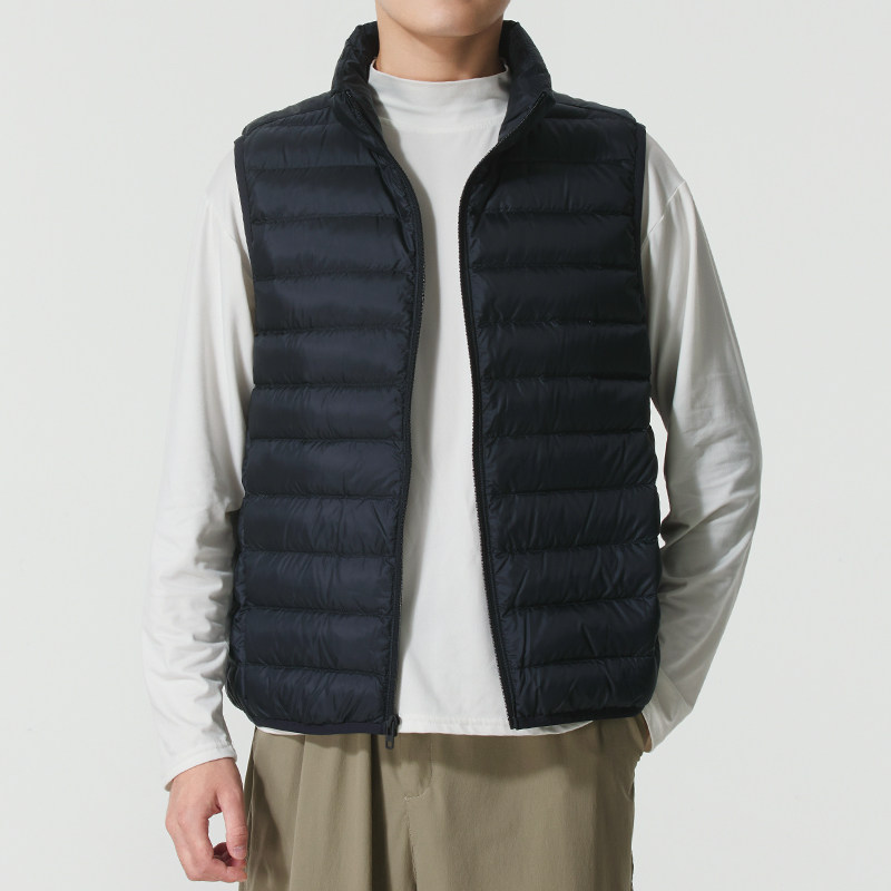 UA安德玛立领羽绒马甲男2025春季新款运动服保暖休闲背心无袖夹克