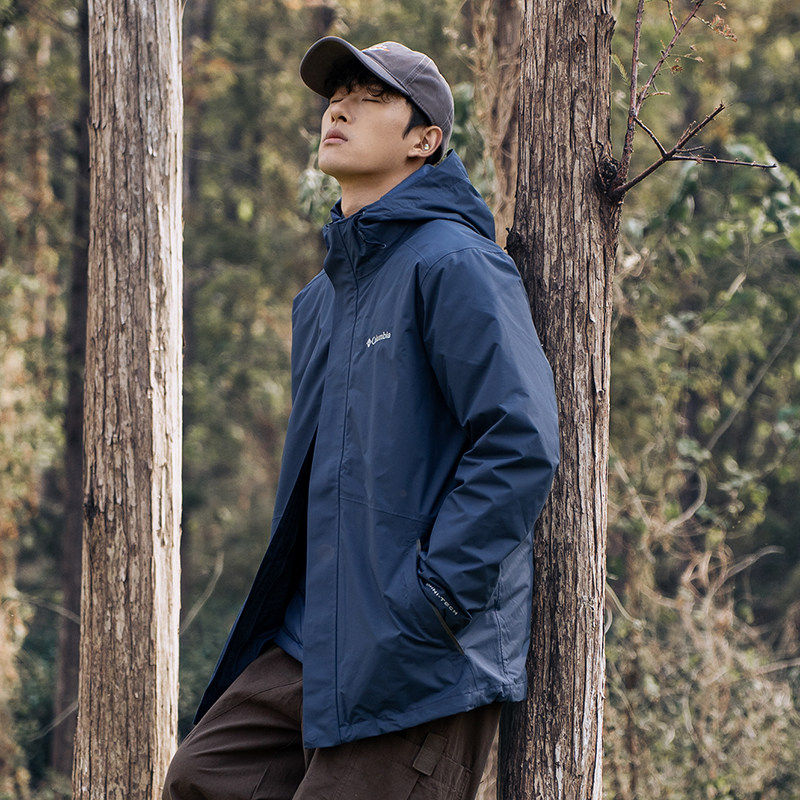 哥伦比亚户外三合一冲锋衣男装冬季新款羽绒内胆外套防风保暖夹克