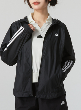 ~Adidas阿迪达斯正品连帽梭织夹克女装新款运动服防风衣外套IS803
