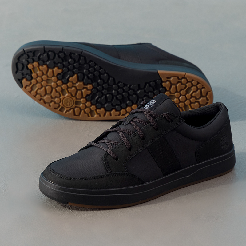 Timberland添柏岚黑色板鞋男2025秋季新款户外休闲鞋低帮商务鞋子