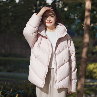 NIKE耐克女羽绒服夹克粉色STORM 667 FIT宽松连帽拒水外套HV5236