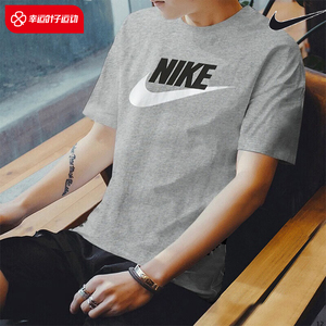 Nike耐克男子2024新款针织运动服跑步半袖灰色纯棉短袖T恤AR5005