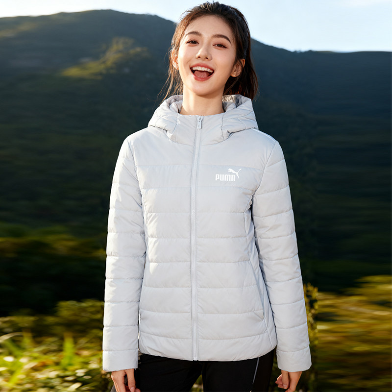 PUMA彪马棉衣女装冬季新款保暖连帽运动服防风棉服夹克上衣672279