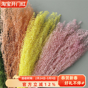 迷你翠扇永生花礼盒玻璃罩浮游保鲜花家居插花装饰白色花束绿萝草