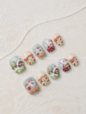 【圣诞雪人】纯手工穿戴甲手绘立体捏捏可爱卡通圣诞款