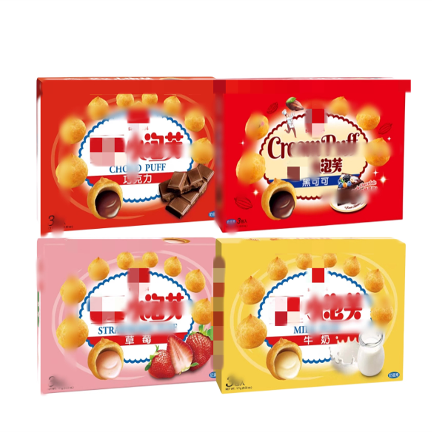 包邮台湾人气零食小泡芙牛奶巧克力黑可可草莓171g